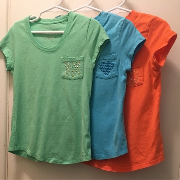 Hanes Shirts - Blue, Green, Orange - Set of 3 - Picture 3 of 6